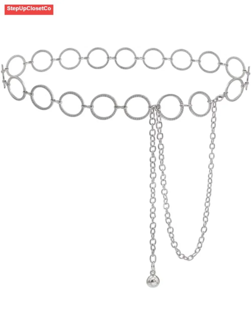 Women's Adjustable Waist Chain Belt Hollow Circle Design Alloy Metal